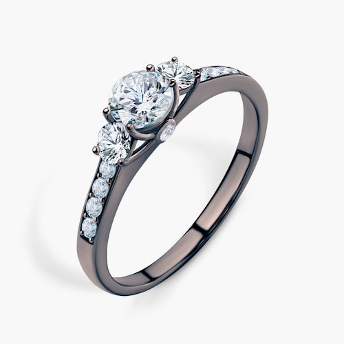 Pierścionek zaręczynowy Dream: czarne złoto, diamenty